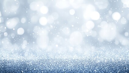 Obraz premium Sparkling silver glitter background with bokeh lights.