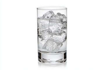 Sparkling water with ice in a glass. (2)