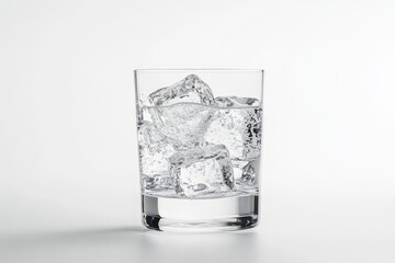 Sparkling water with ice cubes in a glass. (2)