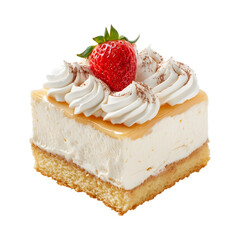 Yummy soft Mexican tres leches cake isolated on transparent background