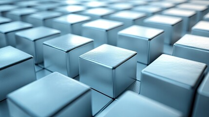 Obraz premium Repeating pattern of metallic cubes. Ideal for tech, design, and modern concepts.