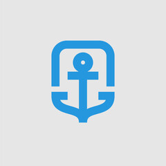 Fototapeta premium A simple vector anchor logo. The anchor is painted in a minimalistic modern style.
