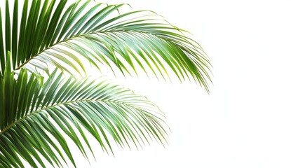Lush green palm fronds isolated on white. (1)