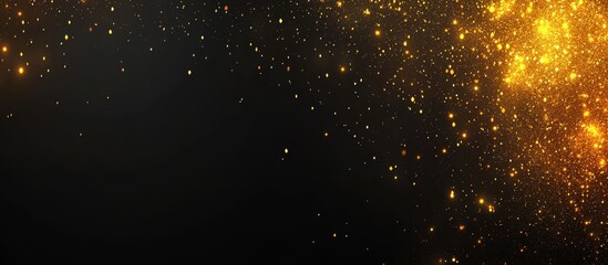 Obraz premium Golden glitter particles on black background.