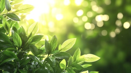 Obraz premium Bright Green Leaves in a Sunlit Natural Setting