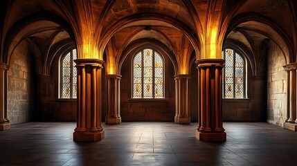 Fototapeta premium Gothic Architecture Hallway Interior