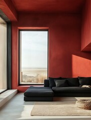 Modern Minimalist Living Room with Ocean View