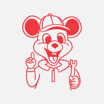 rat retro cartoon character illustration