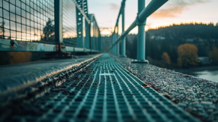 Fototapeta premium Bridge Walkway: Pedestrian-friendly pathways on iconic bridges, offering scenic views and a safe, enjoyable experience for walkers and travelers alike. 