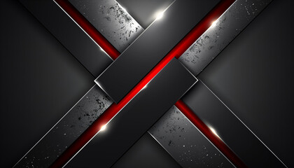 Naklejka premium Futuristic technology abstract background featuring dark metallic chevrons and glowing red accent