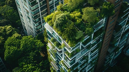 Fototapeta premium Urban Greening Projects: Introducing green spaces and rooftop gardens in cities to improve air quality, combat heat islands, and promote sustainable urban living. 