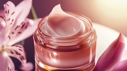 luxury facial cream with a soft, rich texture and botanical ingredients close-up