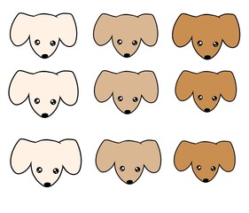 シンプル　顔のみ　動物　ペット　犬　パターン　セット　柄　模様　茶色　set pattern dog pet animal 