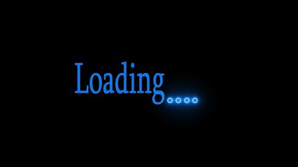 3d text loading illustration. Animation of loading icon seamless loop. Loading text icon on black background.