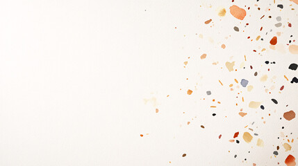 A minimalist watercolor of a New Yearâ€™s Eve banner, showcasing elegant calligraphy surrounded by a swirl of pastel-colored confetti. Subtle splashes of gold and silver create a sophisticated yet