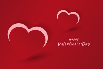 Two red-themed Valentine cards with a stylized white heart outline overlapping a red heart shape, creating a layered effect, and festive text on the side.