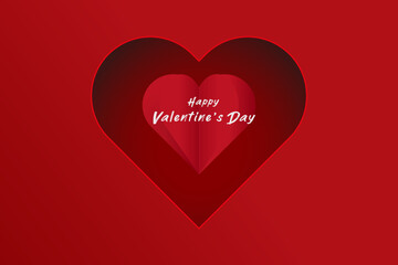 A clean, modern graphic of a large red heart on a matching red gradient background with the phrase Happy Valentines Day elegantly placed in the lower right.