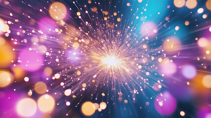 Naklejka premium Defocused abstract background with colorful bokeh lights creating a festive and cheerful mood, perfect for celebrations, events, or seasonal promotions.