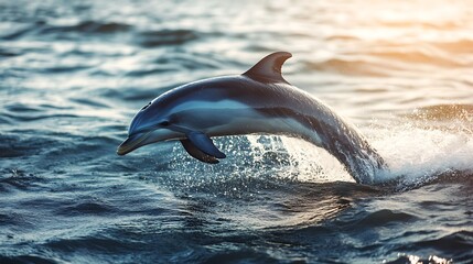Fototapeta premium Dolphin leaping ocean water wildlife marine mammal