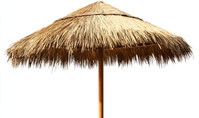 Thatched beach umbrella isolated on white.