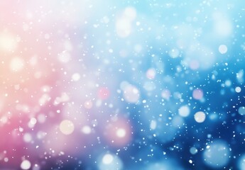 Soft Falling Snowflakes with Colorful Bokeh Background Creating a Dreamy Winter Atmosphere in Shades of Blue and Pink for Holiday and Seasonal Themes