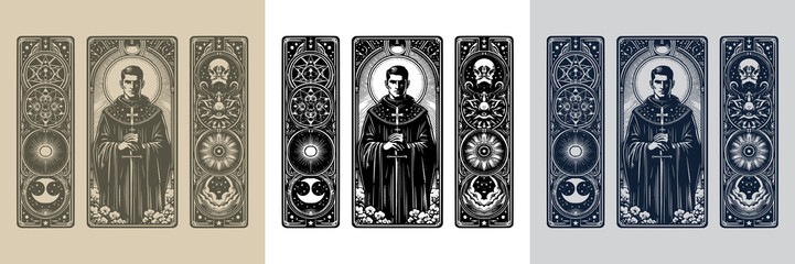 monk playing card tattoo design for fantasy art