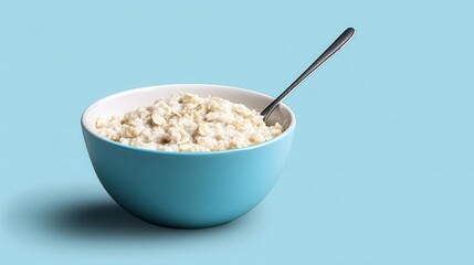 Hearty Bowl of Warm and Nutritious Oatmeal Porridge on Wooden Table