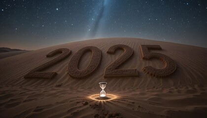 Futuristic 2025 Typography, Stunning Modern New Year Digital Art Design. generative AI