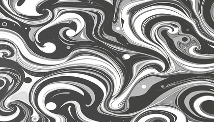 Abstract Swirling Black and White Marble Design