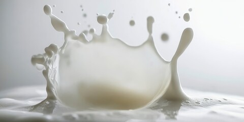 Milk splash crown, close-up, white background.