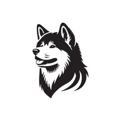 Akita Inu Silhouette - Akita Inu Vector - illustration of dog.
