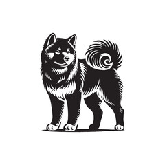 Akita Inu Silhouette - Akita Inu Vector - illustration of dog.