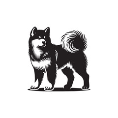Akita Inu Silhouette - Akita Inu Vector - illustration of dog.