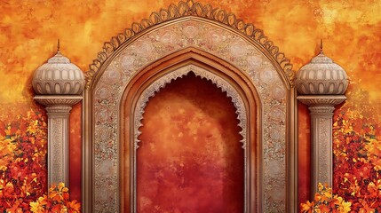 Illustration of a traditional Mughal architectural arch gate