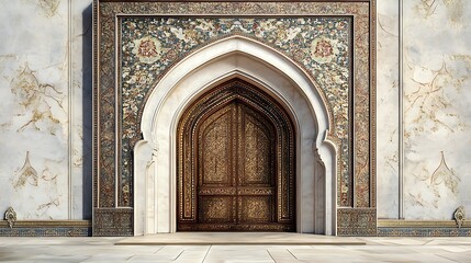 Obraz premium Illustration of a traditional Mughal architectural arch gate