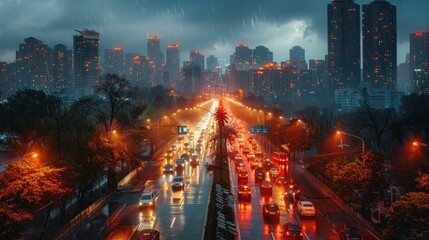 Fototapeta premium Rainy Night in the City