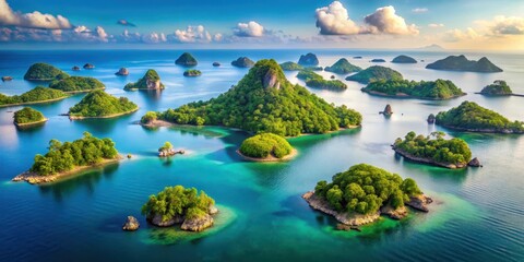 Naklejka premium Collection of stunningly beautiful isolated islands, islands, tropical, paradise, ocean, water, serene, landscape
