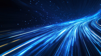 Abstract blue light speed lines background, fast-moving in dark space with copy space for design concept