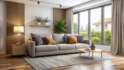 Fototapeta premium Modern living guest room with a comfortable sofa for relaxation and entertainment , modern, living room