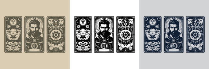 monk playing card tattoo design with intricate details