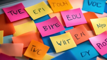 Colorful Affirmations on Sticky Notes Display