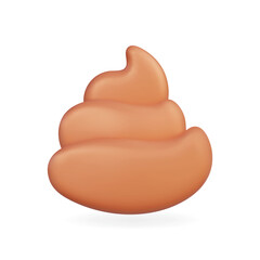 3d vector icon of a playful, soft brown poop emoji, comical and whimsical design