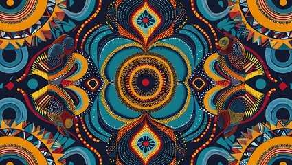 Vibrant Abstract Artwork Featuring Symmetrical Mandala Design