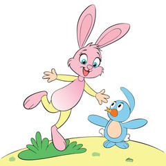 Celebrate Easter Day with this delightful collection of graphic elements in vector illustration style. Featuring Easter eggs, bunnies, spring flowers, and festive decorations