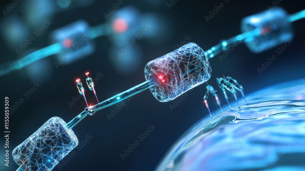 Poster futuristic digital network connection with abstract data flow elements