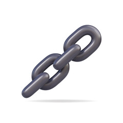 3d vector icon of a dynamic metallic chain link symbolizing strength and connection
