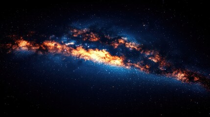 Fototapeta premium Cosmic nebula with orange and blue hues.