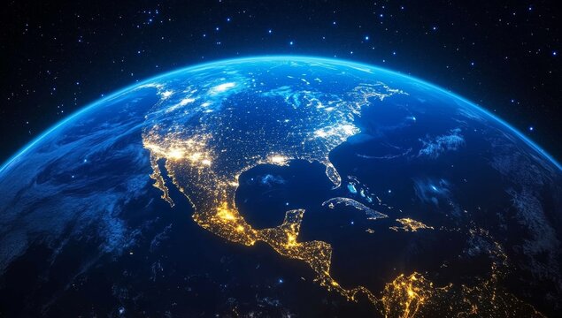 Night view of Earth, North and Central America illuminated. (2)