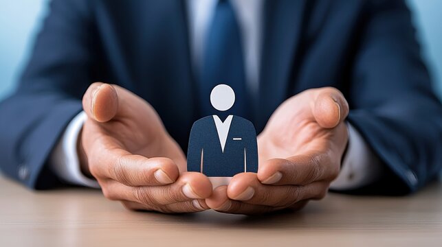 Businessman s Cupped Hands Offering Care and Protection for Successful Future Opportunities