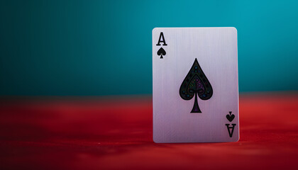 Draw me an ace of spades in a minimalist environment, a high-tech environment